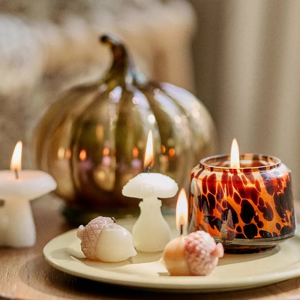 Anthropologie White Mushroom Shaped Wax Candles, Set of 4